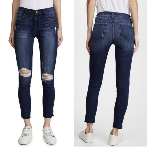 Frame Denim Le Skinny de Jeanne Distressed Jeans - Picture 1 of 7